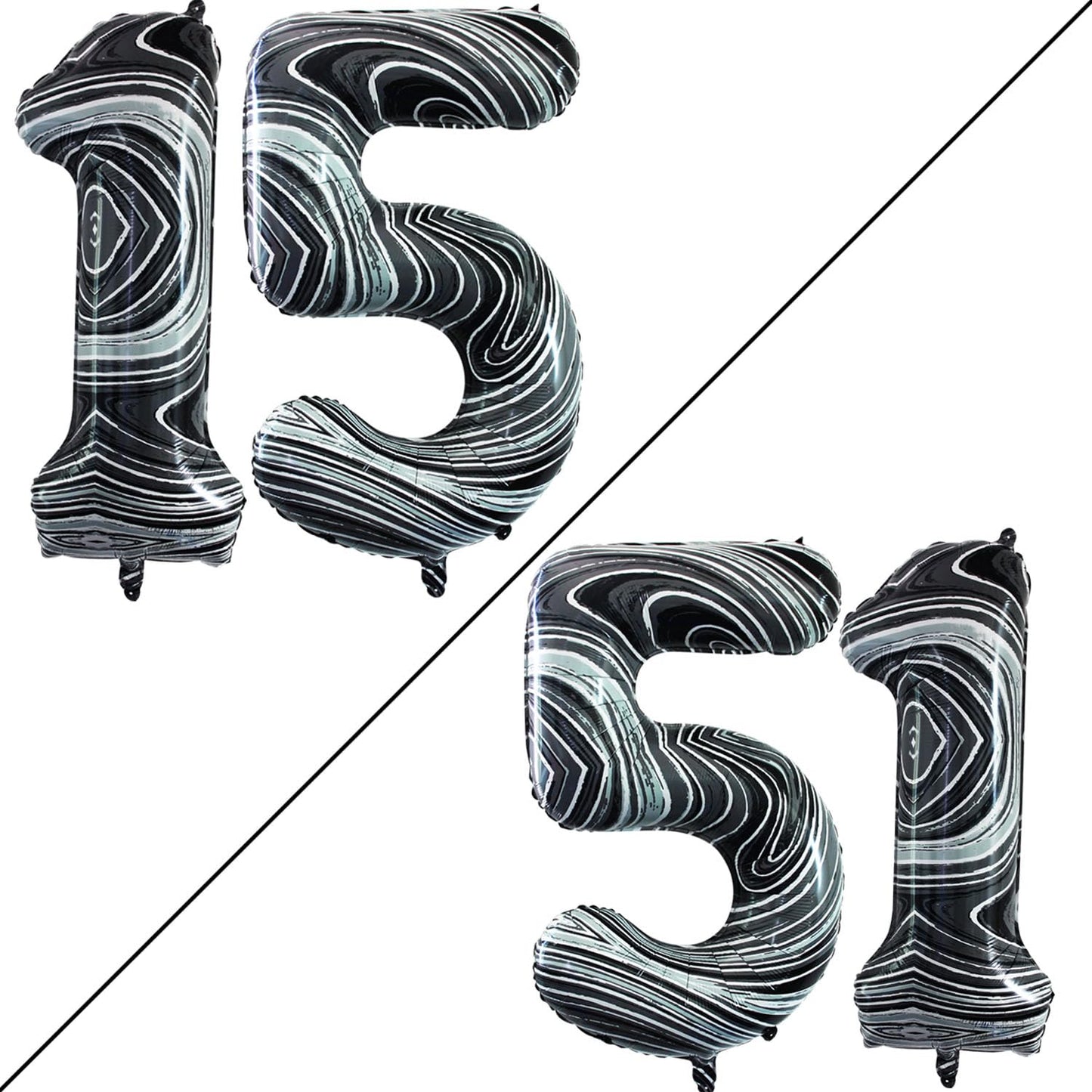 Goer Number 15 Balloons For 15Th Birthday Sweet 15 Party Decorations,42 Inch Jumbo Foil Helium 51 Balloons For 51St Birthday Party Decoration (Marble Black)