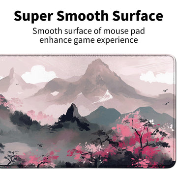 Mountains With Pink Flowers For Mtg & Tcg Playmat Mouse Pad,Bfdhgqzc 24'' X 14'' Game Mat For Mtg/Rpg/Ccg Trading Card Game Play