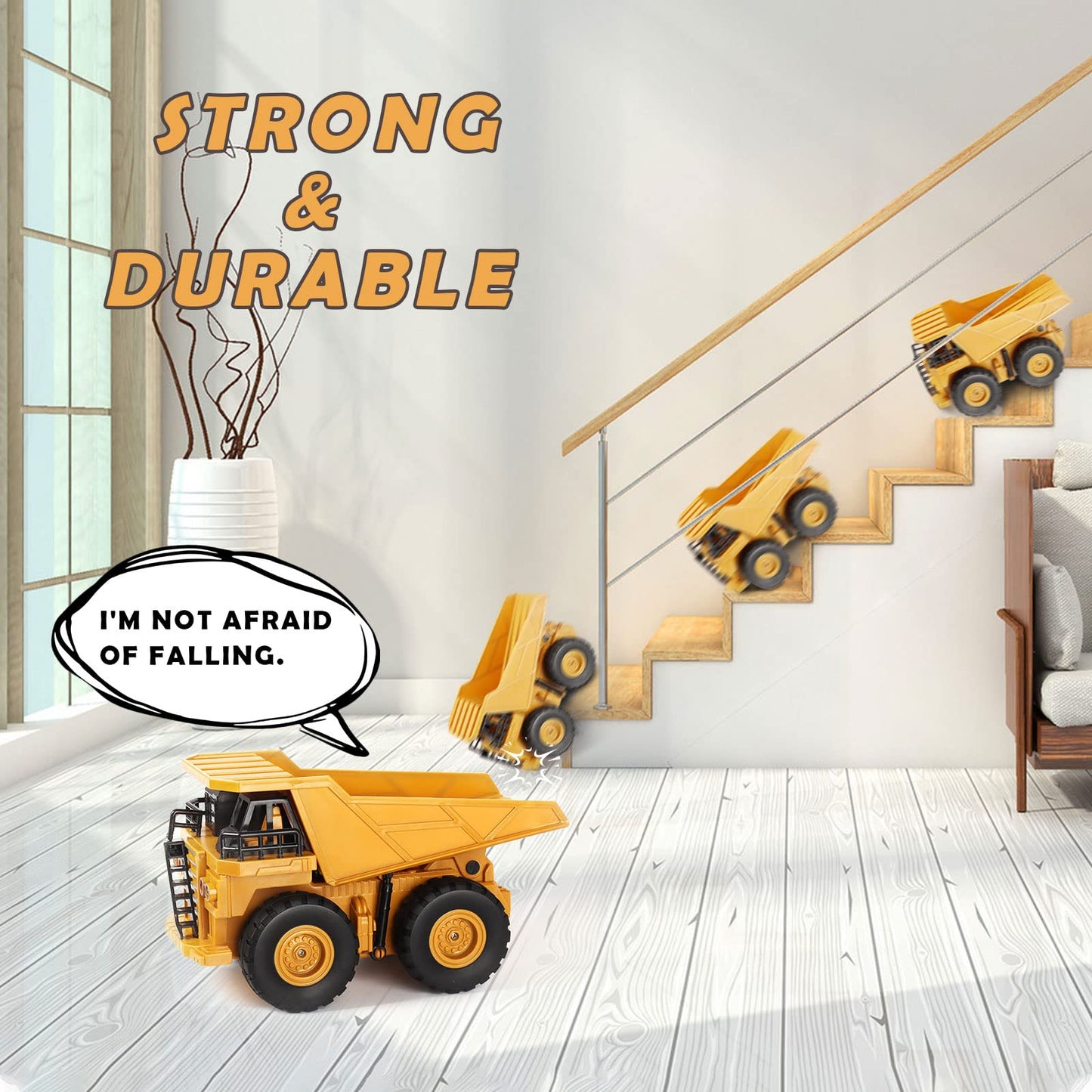 Funbud Remote Control Dump Truck for Boys Ages 6-12, RC Construction Vehicle Engineering Toys, Birthday Ideas for 7 8 9 10 11 Ye