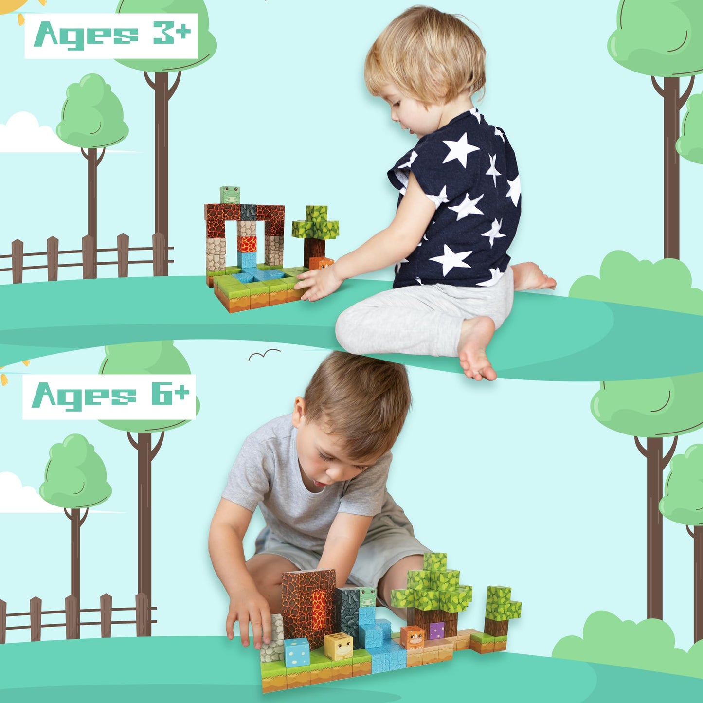 Furulixty Magnetic Blocks Building Toys For Kids Ages 3+,Build 3D Magnetic Building Blocks Set Upgraded Learning Kit Kids Build