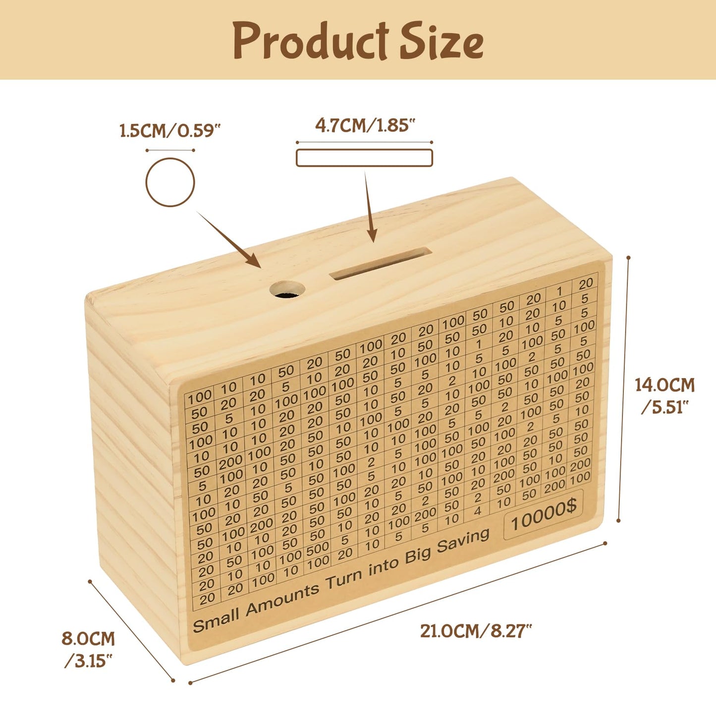Bemaystar Money-Savings-Box:Cash Savings Box With $10000 $5000 $4000 $3000 $2000 $1000 $800 $500 Challenge Target, Piggy-Bank Fo
