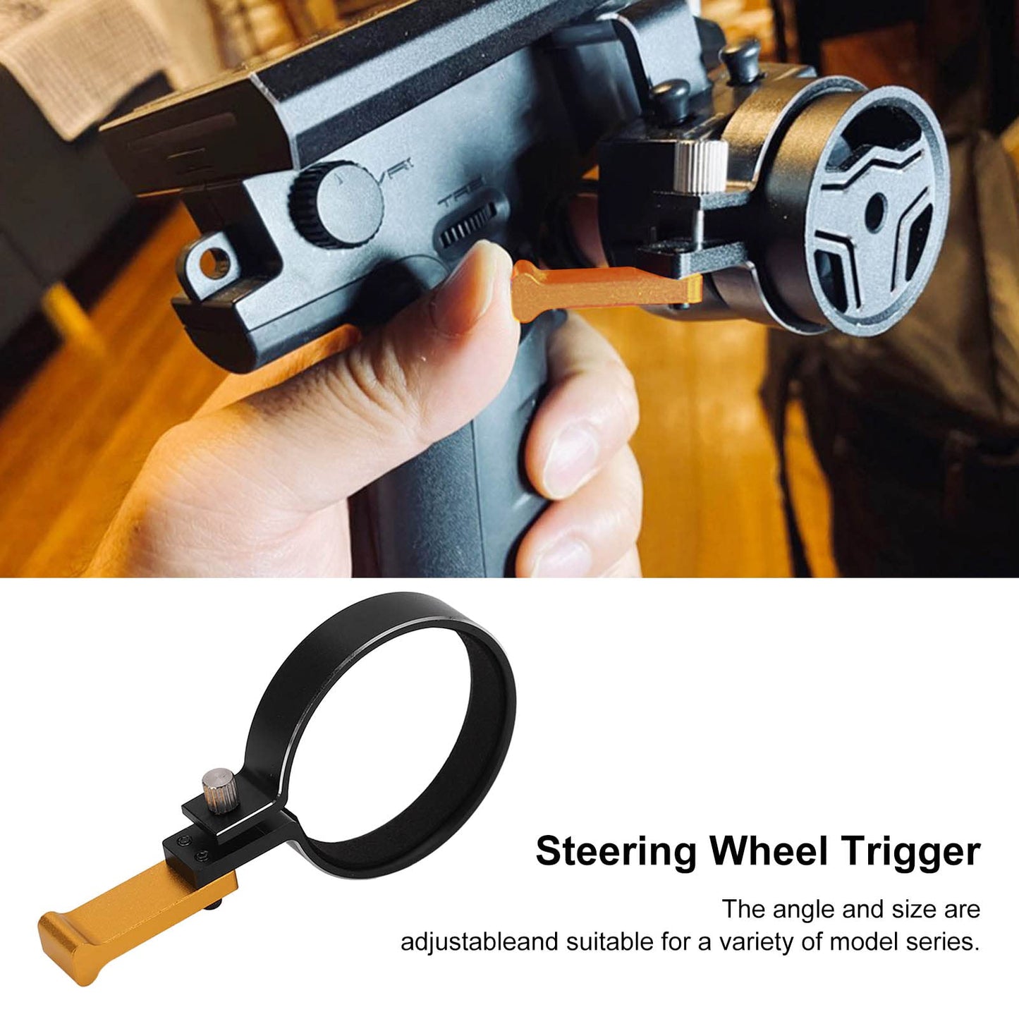 Dilwe Rc Transmitter Steering Wheel Trigger, Aluminum Alloy Transmitter Steering Wheel Trigger Upgrade Spare Part For Scx10 Seri