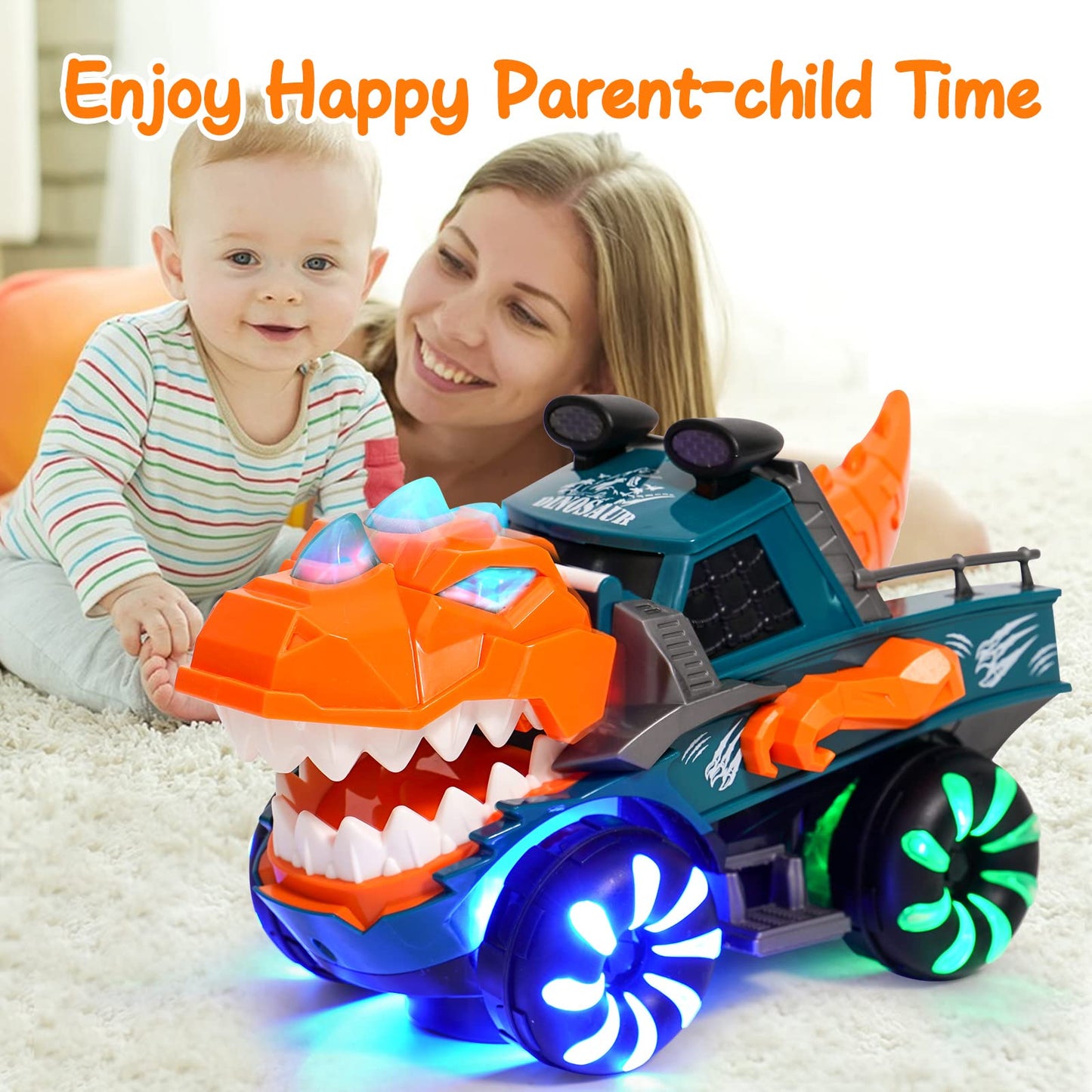 KidsMind Dinosaur Monster Truck for Baby Boy Music and Light Up Toy for Toddlers 1-3,Battery Powered Dino Trucks Toy Ideas for 2
