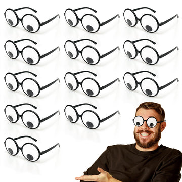 Hohajiu Googly Eyes Glasses, Funny Glasses Pranks Toy, Novelty Shaking Giant Eye Glasses, Funny Costume Accessories For Dress Up Party, Halloween Or Birthday Party Favors, Party Supplies (12 Pcs)