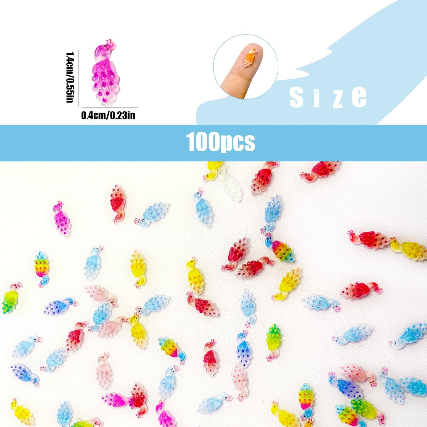 200Pcs Mini Peacock Decor For Dollhouse Resin Animal Tiny For Crafts Micro Miniature Peacock For Fairy Garden Dollhouse Micro La
