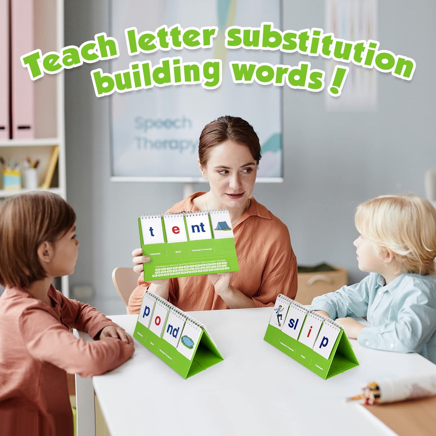 Aizweb Cvcc & Ccvc Word Builder,Phonics Games Flash Card For Preschool Kindergarten Classroom,Special Education Reading Manipulative Spelling Toy For Learning Activity Teacher School Supplies
