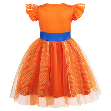 Marendyee Kitties Costume for Girls Kids Halloween Cosplay Outfit Tulle Mesh Dress Flutter Sleeve