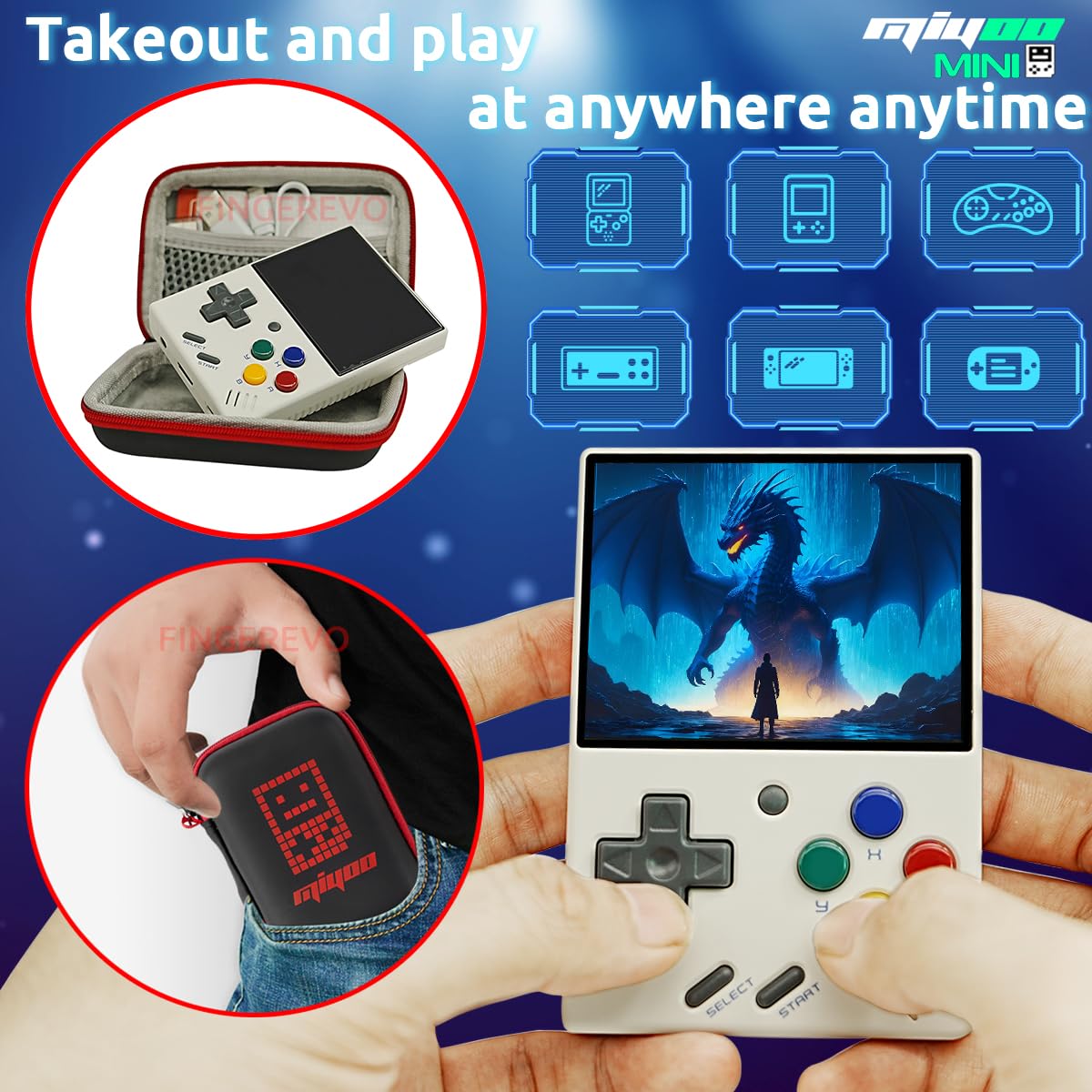 Miyoo Mini V4 Handheld Game Console 2.8-Inch 750*560 Ips Screen 2000Mah Miyoo-Mini V4 With Portable Case White