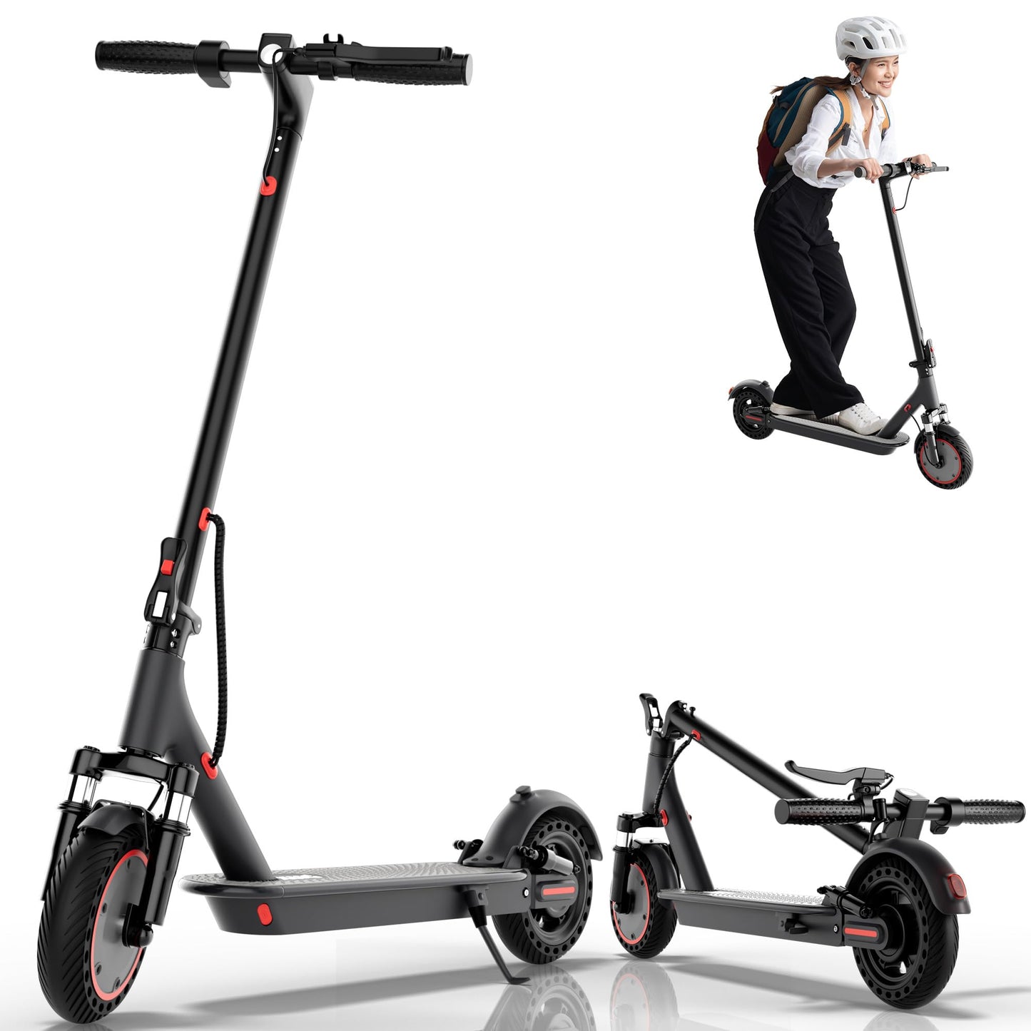 XUG Electric Scooter for Adults with Dual Suspension System - 10 Solid Tires, 500W Brushless Motor, 11-22 Mph, 23 Miles Long Ran