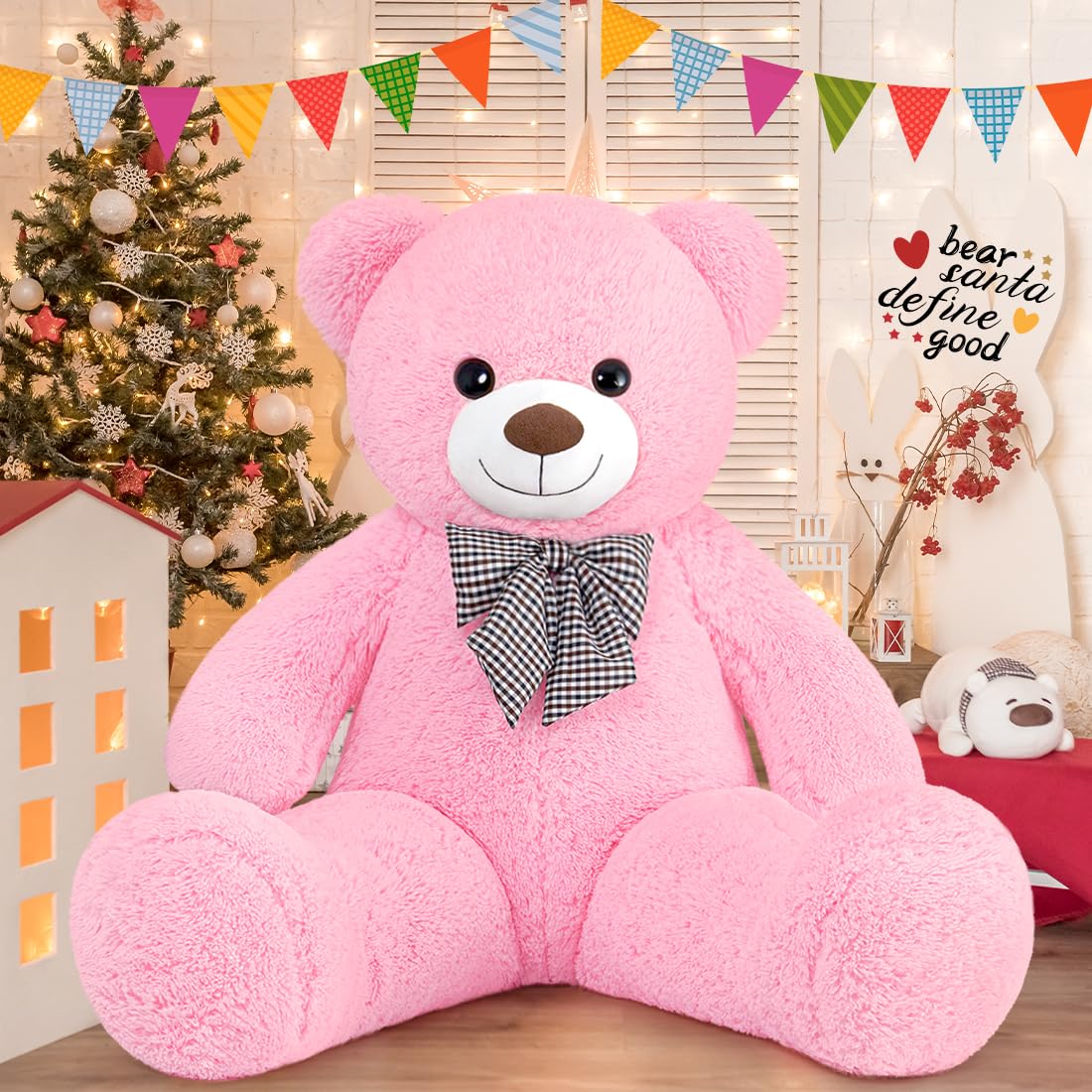 Sausudols XXL Giant Teddy Bear 47 Jumbo Plush Stuffed Animal Soft Hugging Toy Gift for Kids Valentine's Day Christmas Pink