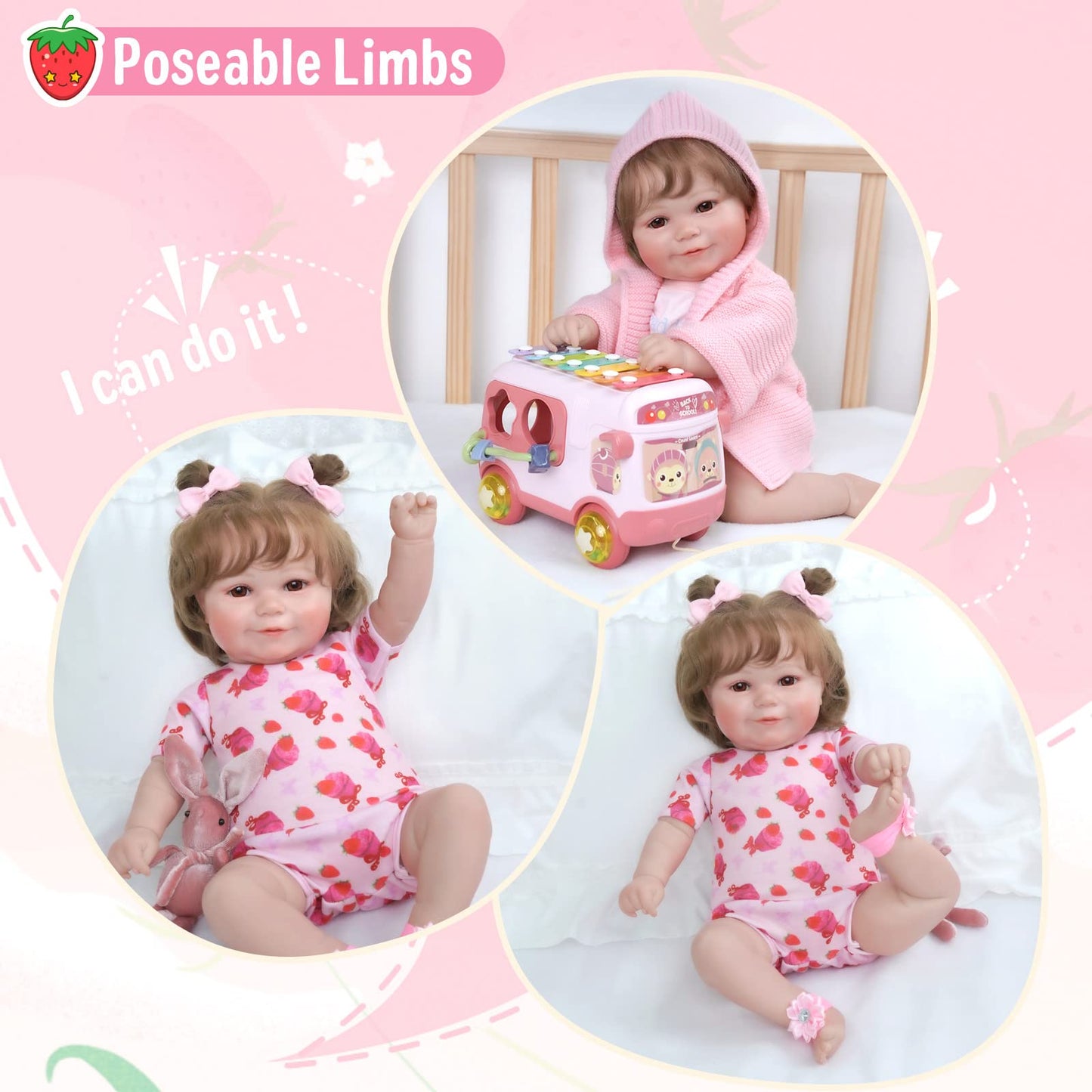 Jizhi Lifelike Reborn Baby Dolls - 20 Inch Soft Full Vinyl Body Realistic-Newborn Baby Dolls Adorable Poseable Real Life Baby Dolls With Feeding Kit & Gift Box For Kids Age 3 +