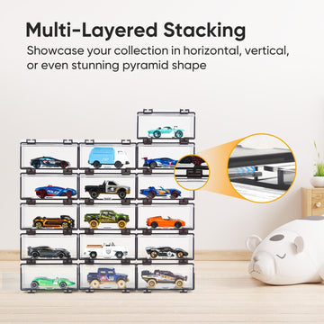 Saichotoy Hot Wheels Display Case: Stackable Toy Car Storage, Transparent Organizer For Matchbox & Hot Wheels 1/64 Scale Diecast