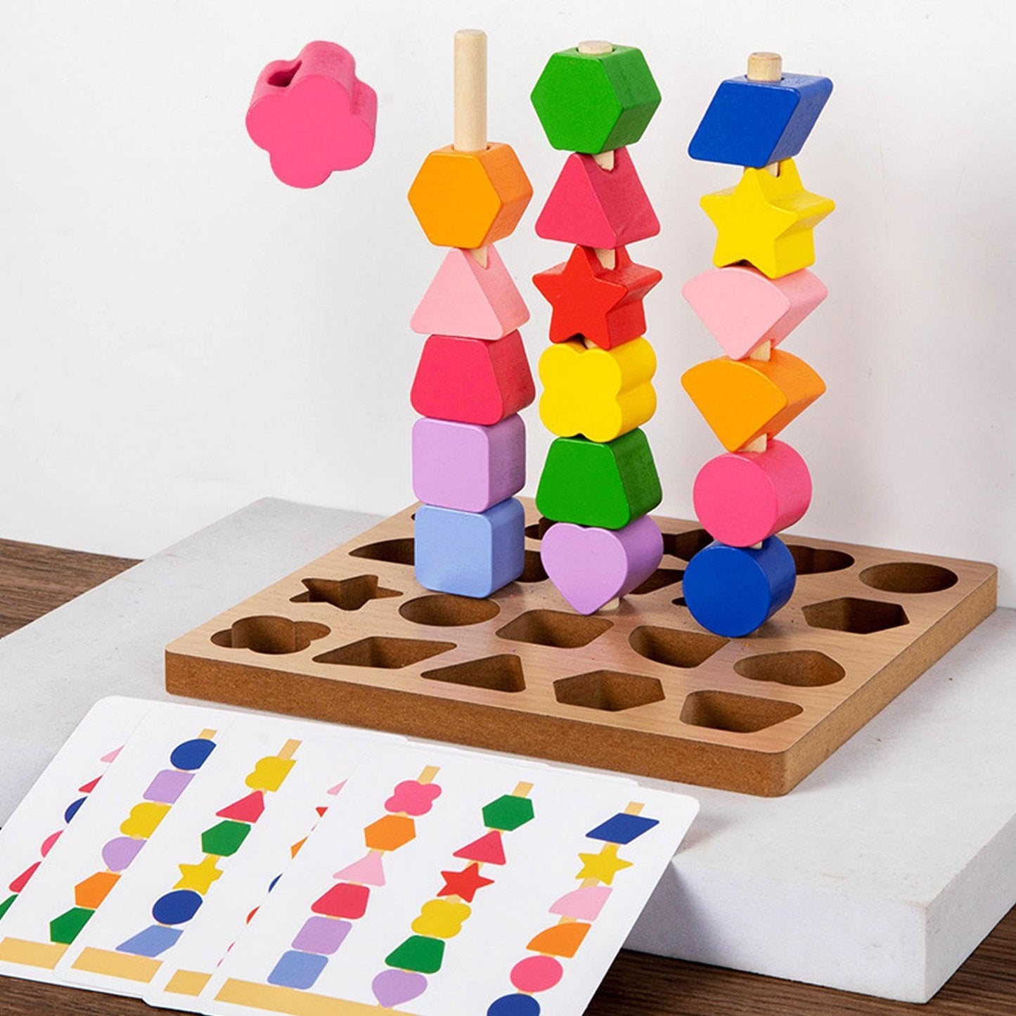 The Style Sutra Montessori Wooden Beads Sequencing Toy Set Lacing Beads For 2 3 4 5 Children