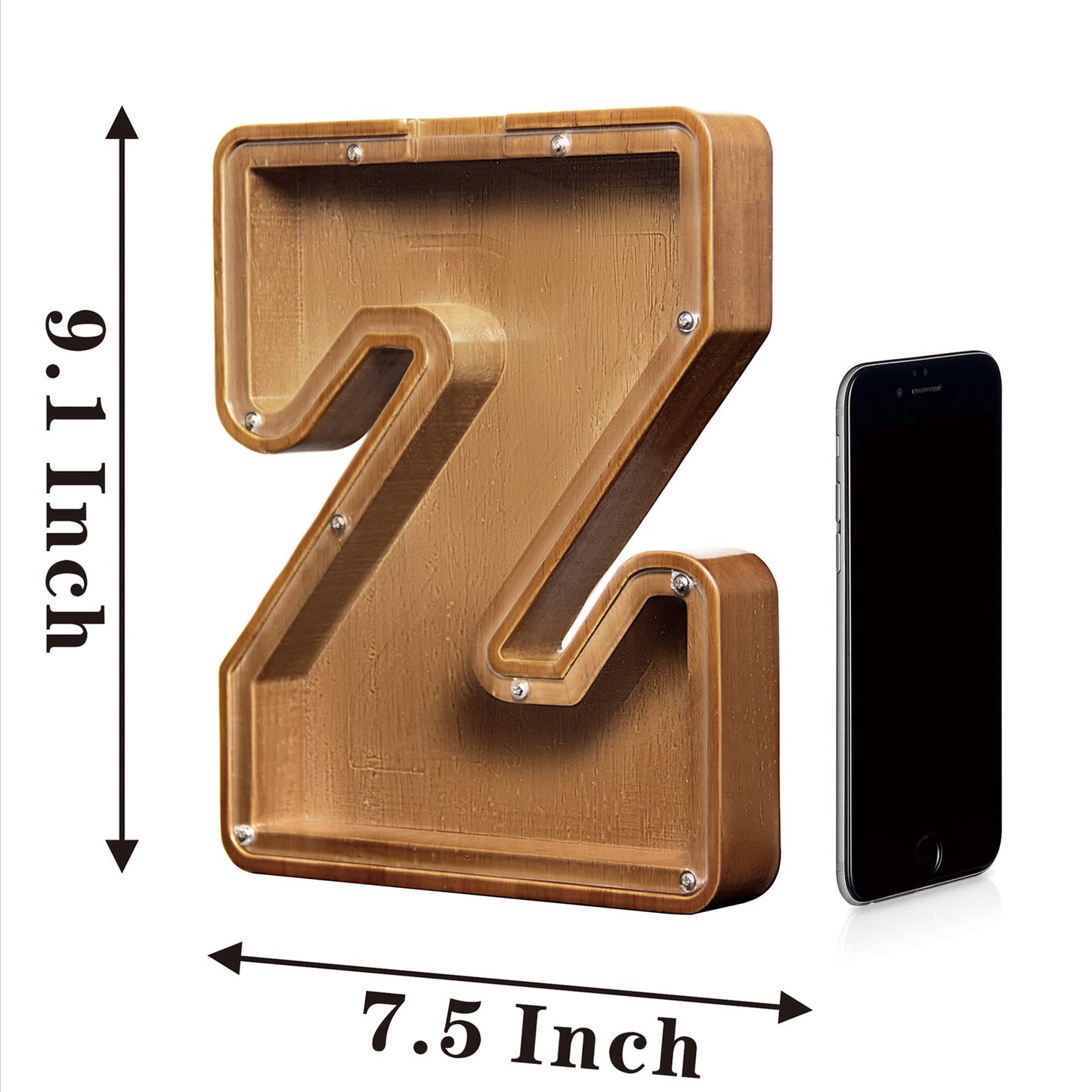 Aorcmitn Wooden Letter Coin Piggy Bank For Boys Girls Kids Toddler Adults Money Bank Best Gift For Friends(9.2Inch-Z