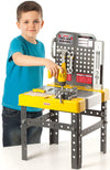 Casdon Tool Box Workbench for Kids, 2-in-1 Grey/Yellow, Includes 60+ Tools, Model 644, Ideal for DIY Roleplay Fun
