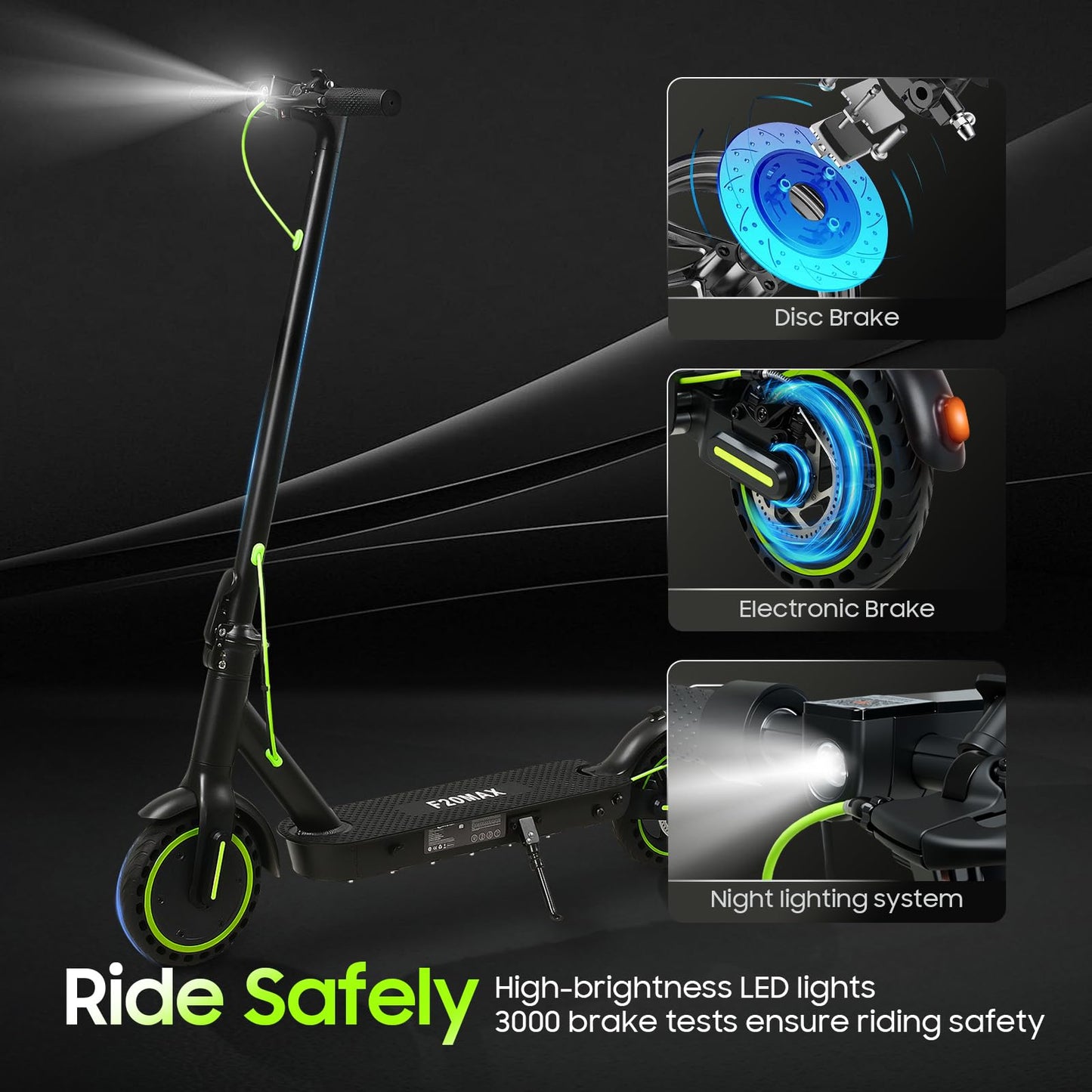 ChangBu Electric Scooter,19 Mph Top Speed,15 Miles Range,8.5 Solid Tires, 350W Motor,Rear Suspension,Dual Brake,Foldable E-Sco