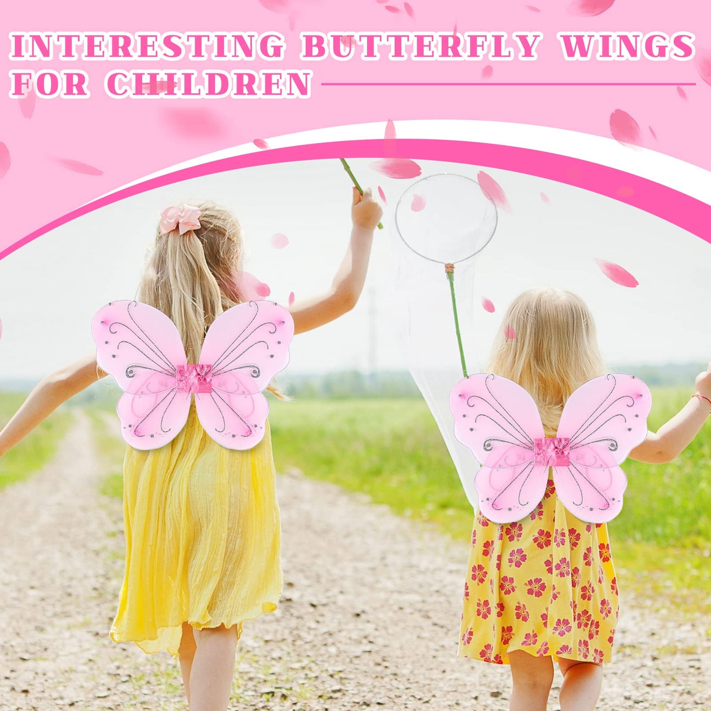 Chivao 10 Pieces Fairy Wings Butterfly Wings Wedding Decoration Costume Birthday Christmas Party Favors For Boys Girls(Pink)