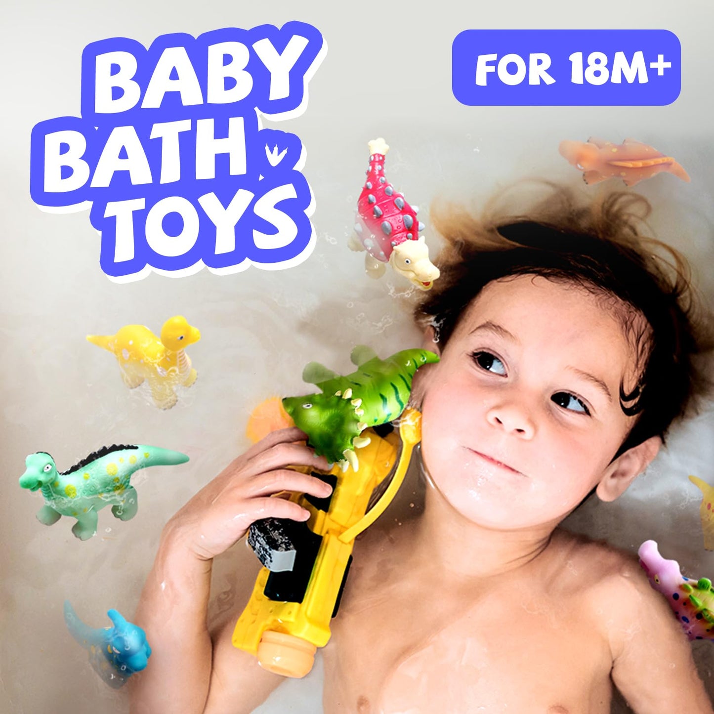 Hely Cancy Dinosaur Bath Toys - No Hole Bath Toys For Kids,Baby Bath Toys For Shower Water Pool Toys