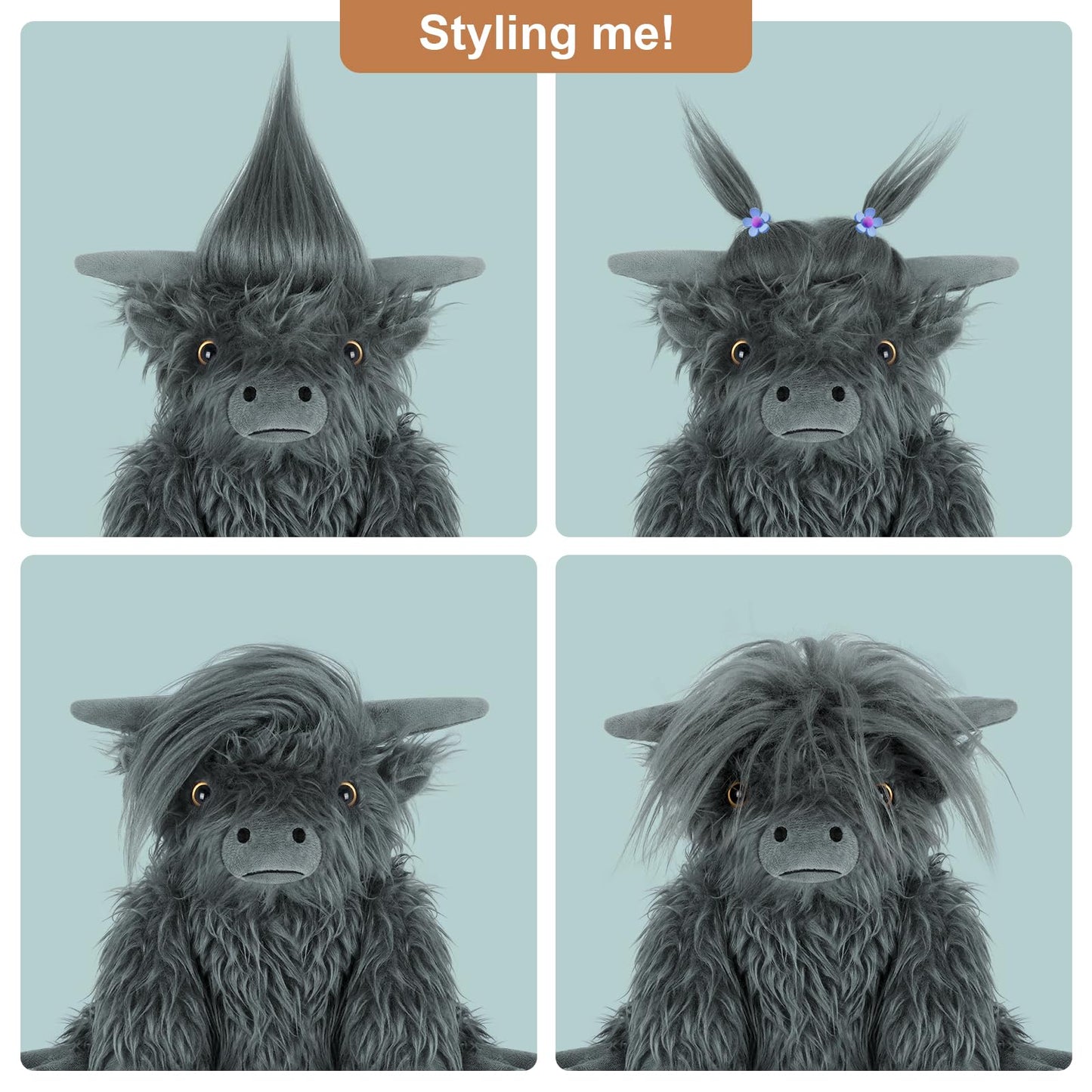 SuzziPals Highland Cow Plush - Heatable & Coolable, Lavender Scented, Black Polyester Stuffed Animal for Stress Relief