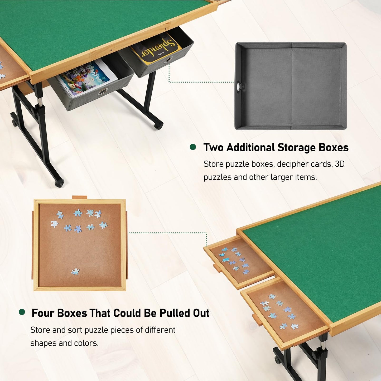 All4Jig 1500 Piece Adjustable Jigsaw Puzzle Board For Adults, 35.4'X26.4' Multi-Functional Puzzle Board With 4+2 Drawers & Protective Cover, 45-Degree Any-Angle Tilt For Work, Exercise & Leisure