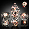 Blood Spot Skull D&D Dice, DNDND Skull Resin Dice Set with Velvet Pouch for Dungeons and Dragons DND Role Playing Games and Tabl