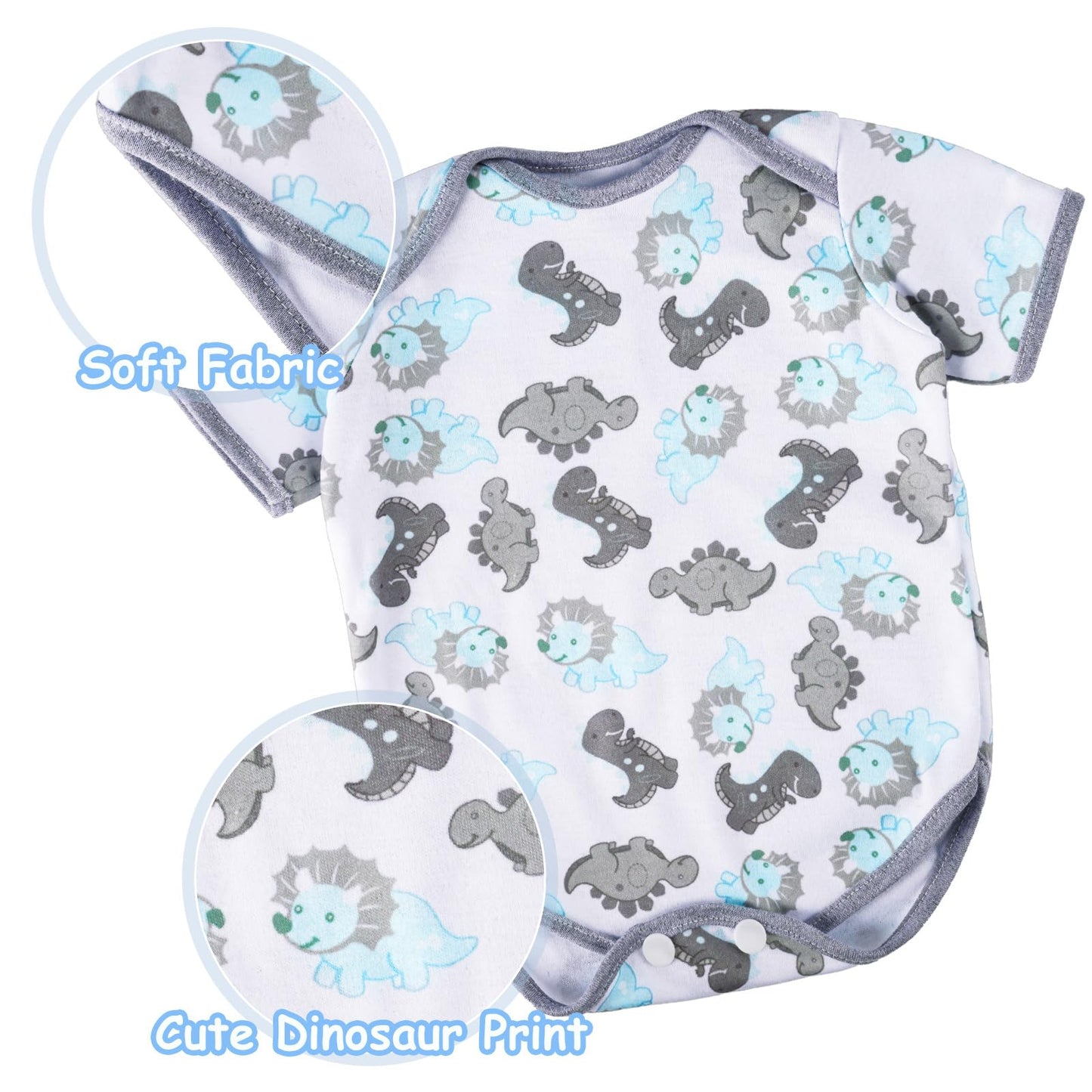 Babeside 6 Pcs Reborn Baby Doll Clothes For 17-22 Inch Dinosaurs Baby Doll Clothes Outfits With Hat Headscarf Newborn Boy&Girl