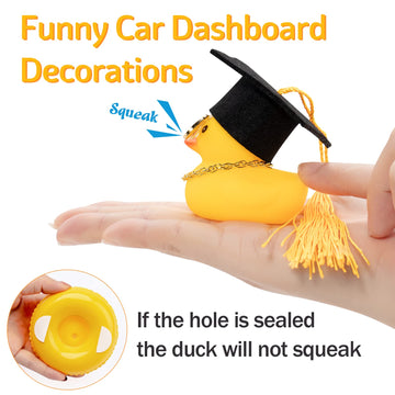 Wonuu Swim Ring Rubber Ducks With Mini Diamond Glasses Hat Necklace For Cars Dashboard Decorations Car Accessories Toy Duck Car
