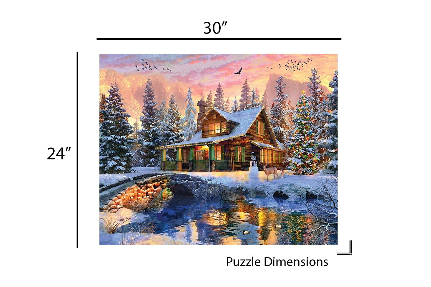 Springbok - Rocky Mountain Christmas - 1000 Piece Jigsaw Puzzle- Cabin In The Woods Nestled In The Mountains