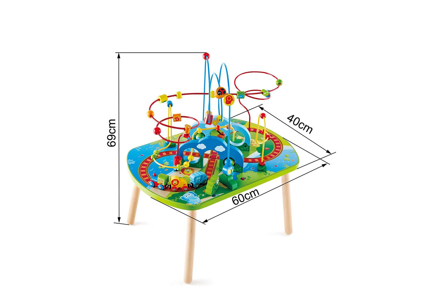 Hape Jungle Adventure Railway Table | Kids Bead Maze Puzzle Table With Accessories, African Scene Graphics, Child Sized Table For Individual And Group Play