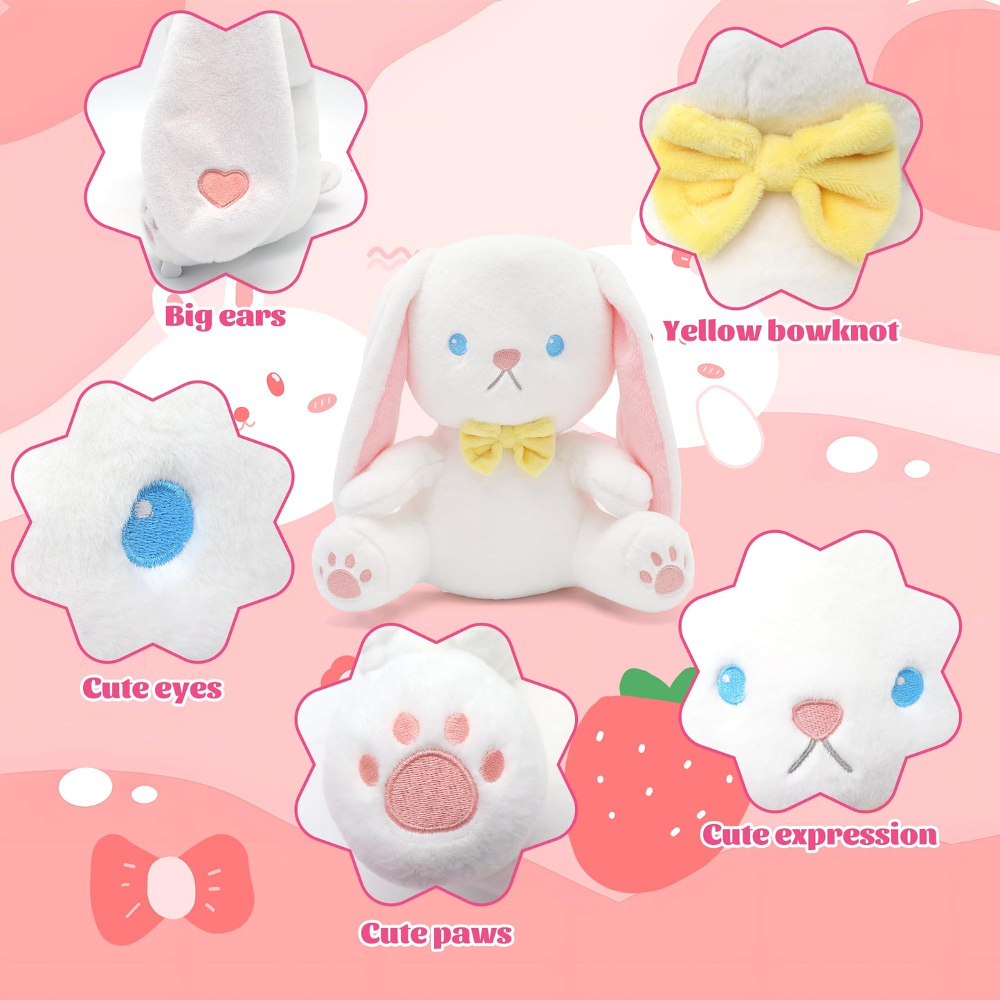 IUTOYYE Easter Bunny Stuffed Animal with Removable Easter Eggshell 7.08 inch Easter Bunny Plush Hide in Easter Egg Plush for Girls Boys mature-themed(Pink)
