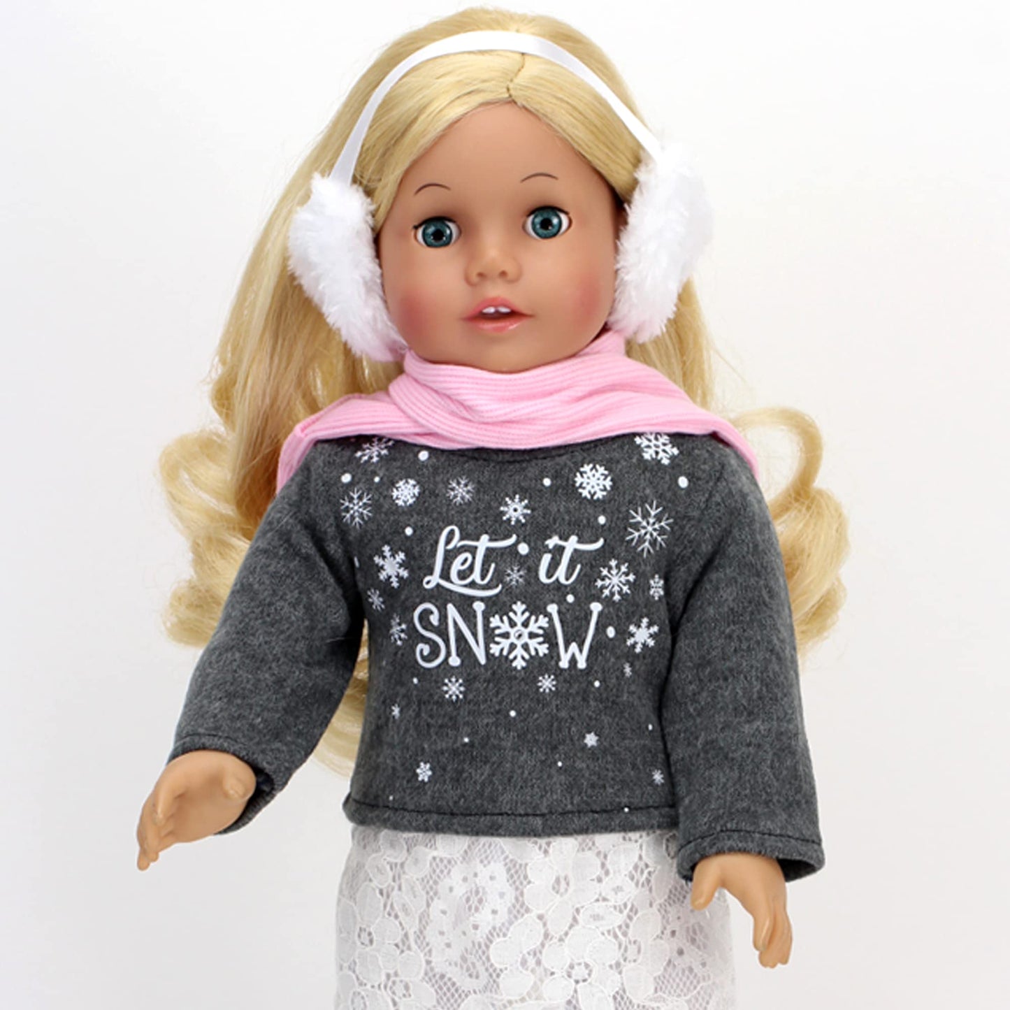 Sophia'S 6 Piece Sweater, Skirt And Accessories Outfit Set For 18'' Dolls, Gray And White