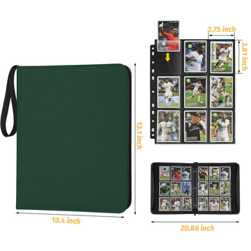 GERMUN Trading Card Binder 720 Pockets Card Binder 9-Poccket Sided Pocket Sports Card Binder enhanced Card Binders Compatible with MTG TCG Baseball Cards(Dark Green)