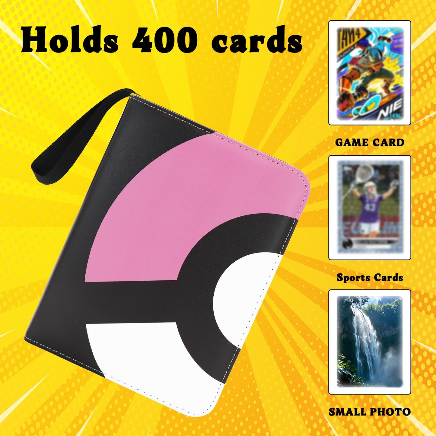Card Binder 4-Pocket 400 Pockets Fashion Design Trading Card Holder for Sports Card enhanced Card Book Sturdy Card Holder (Pink 400 Card)