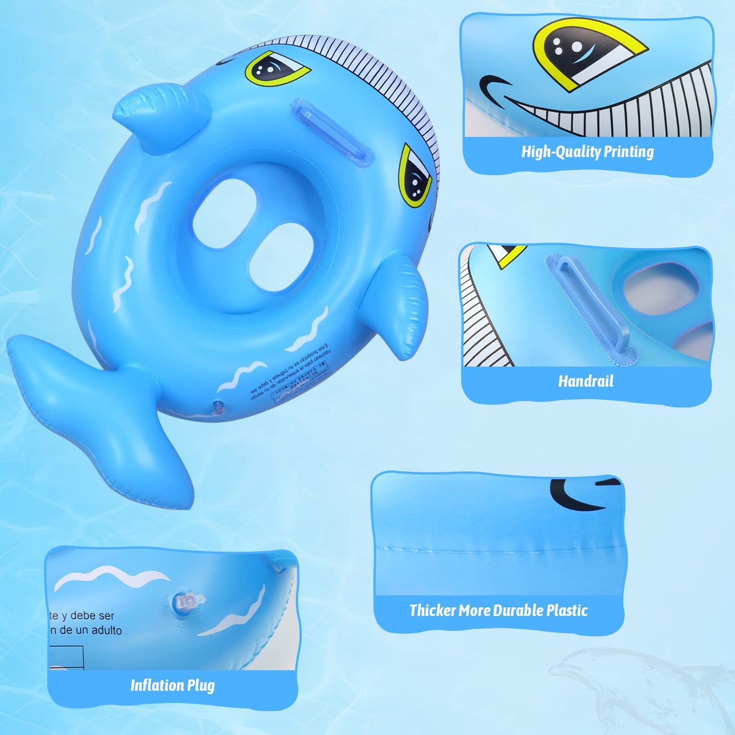 Rtudan 24' 3 Pack Pool Inflatable Floats For Kids, Dinosaur Flamingo Whale Swim Floats Tube Rings,Swimming Rings For Kids Swimming Pool Beach Summer Water Float Party Outdoor