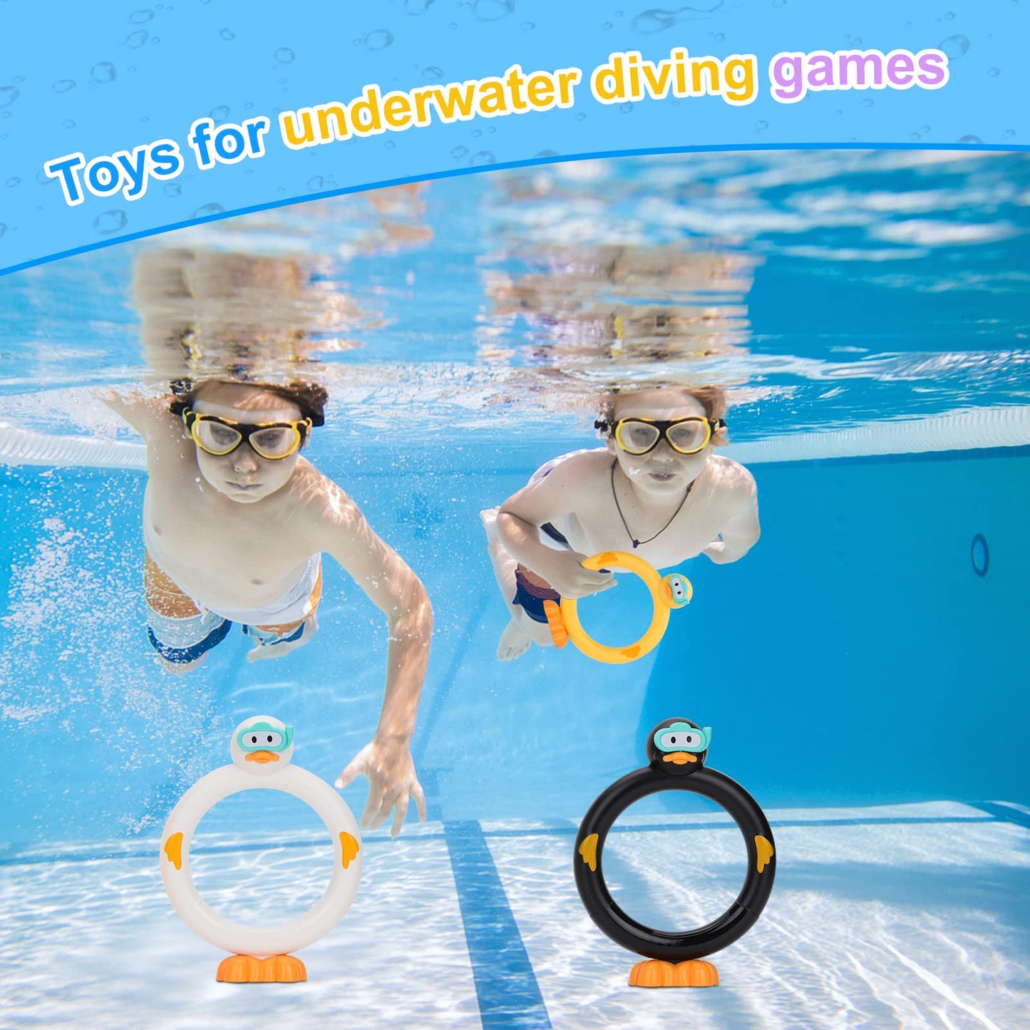 Sasbsc Diving Rings Pool Diving Toys For Kids Ages 4-8 Swimming Pool Toys For Kids Ages 8-12 Summer Outdoor Water Toys For Kids Adults Underwater Pool Dive/Swim Training Toy …