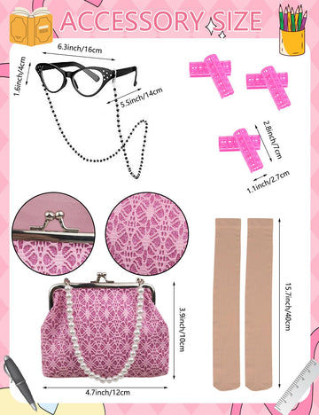 Jiobabe Old Lady Costume For Kids Girls 100 Day Of School Costume Girls Grandma Costume Kids Granny Dress With Accessories 3-5 Y