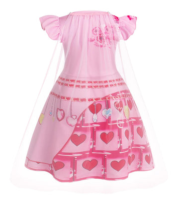 Wonderbabe Girls Costume Kids Pink Hearts Princess Dress Cosplay Birthday Movie Outfit Size 7-8 Years