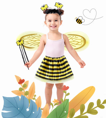 Seawhisper Bee Costume Kids Baby Bumble Bee Wings Tutu Toddler Halloween Costume For Girls