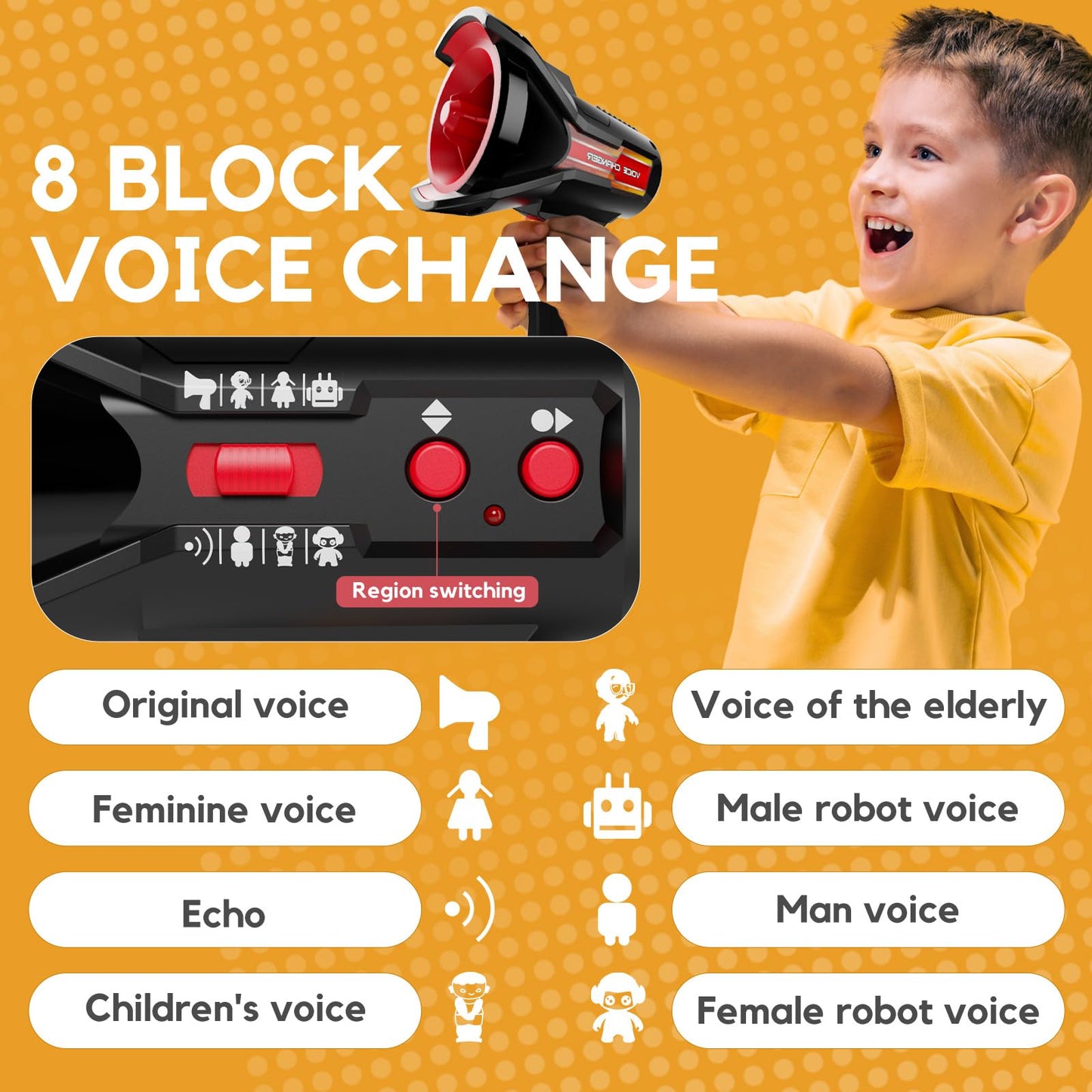 Multi Voice Changer For Kids With 8 Different Voice Effects, Voice Changer, Recorder, And Megaphone Function, Kids Voice Changer