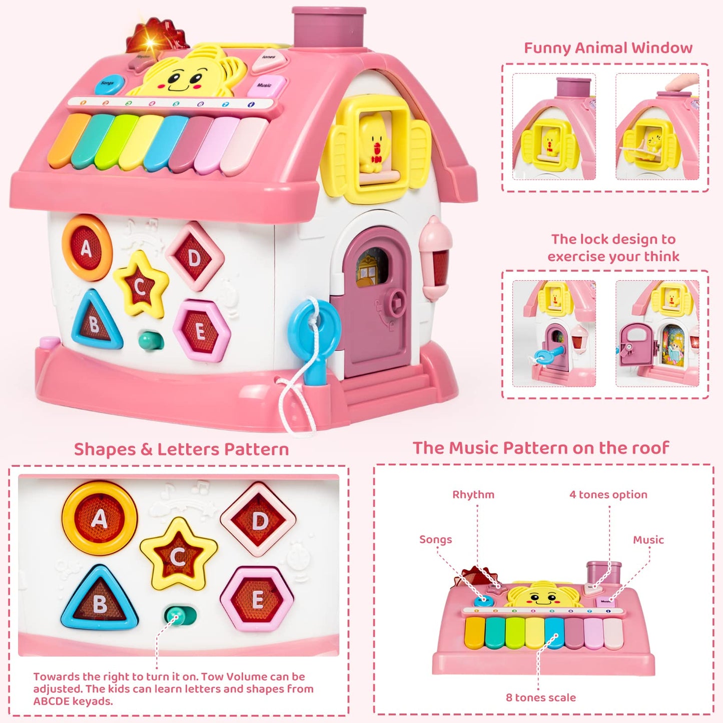 Marstone Toys For 1+ Year Old Girl Gifts, First Birthday Gifts For Girls, 8-In-1 Montessori Toddler Toys House With Learning And