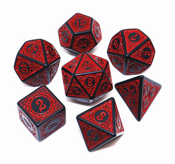 CREEBUY Polyhedral DND Dice Set - 35 Pieces, 7-Die RPG Dice, Vintage Pattern, Standard Size, 5 Colors with White
