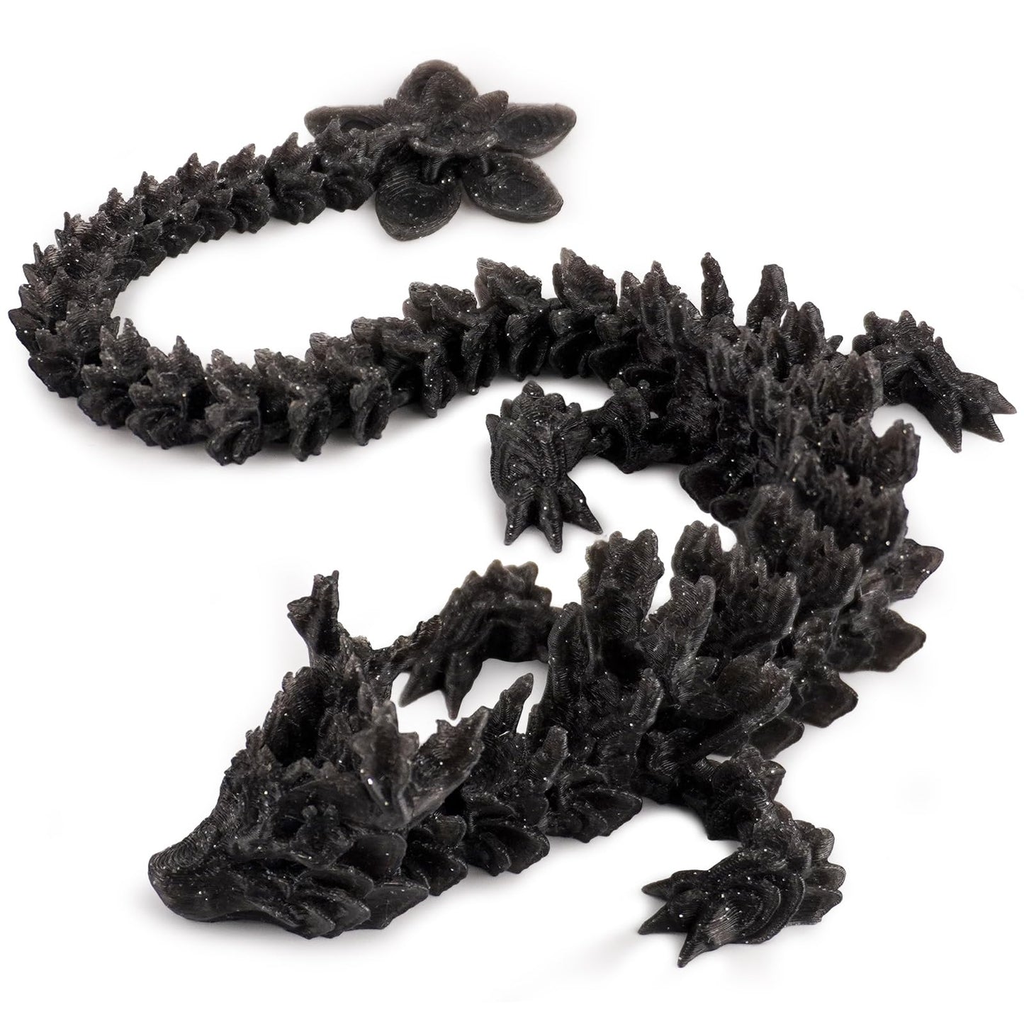 Outgoto 3D Printed Cherry Blossom Dragon - 11.8In Realistic Articulated Dragon Fidget Toy, Desk D?Or And Collectible (Obsidian B