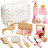 Lonico Wooden Makeup Toy Set For Girls Pretend Play Makeup Kit For Toddlers 3-5 With Eyeshadow/ Mascara/ Perfume/ Blush/ Mirror/