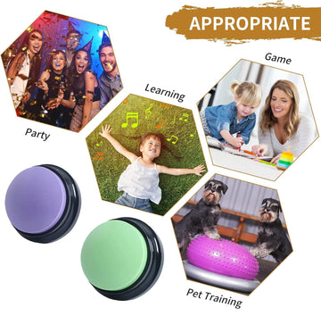 Pelteflu Voice Recording Button, 30 Second Record Button For Dog Pet Interactivity, Gift For Friend, Family, 4 Color Purple, Gre