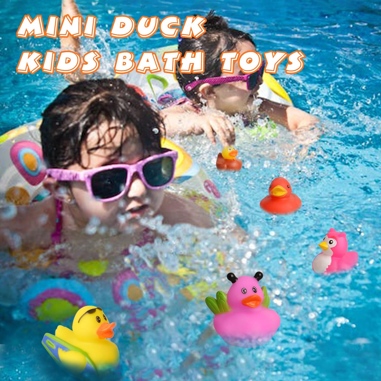 Hugoutdoor 50Pcs Assortment Mini Rubber Ducks, Kids Baby And Toddler Bath Toys, Summer Pool Beach Activities Floater Rubber Tiny