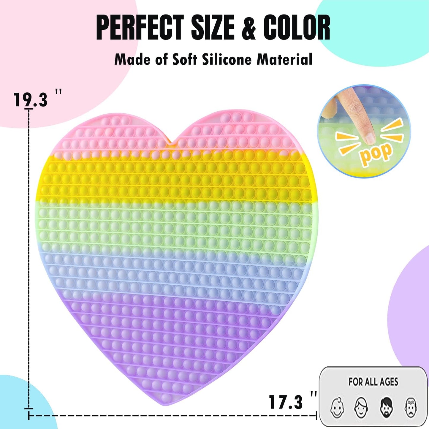 Big Fidget Sensory Toys For Kids,19.3 Inch Super Large Jumbo Push Bubble Silicone Squeeze Toy For Autism Anxiety Stress Relief G