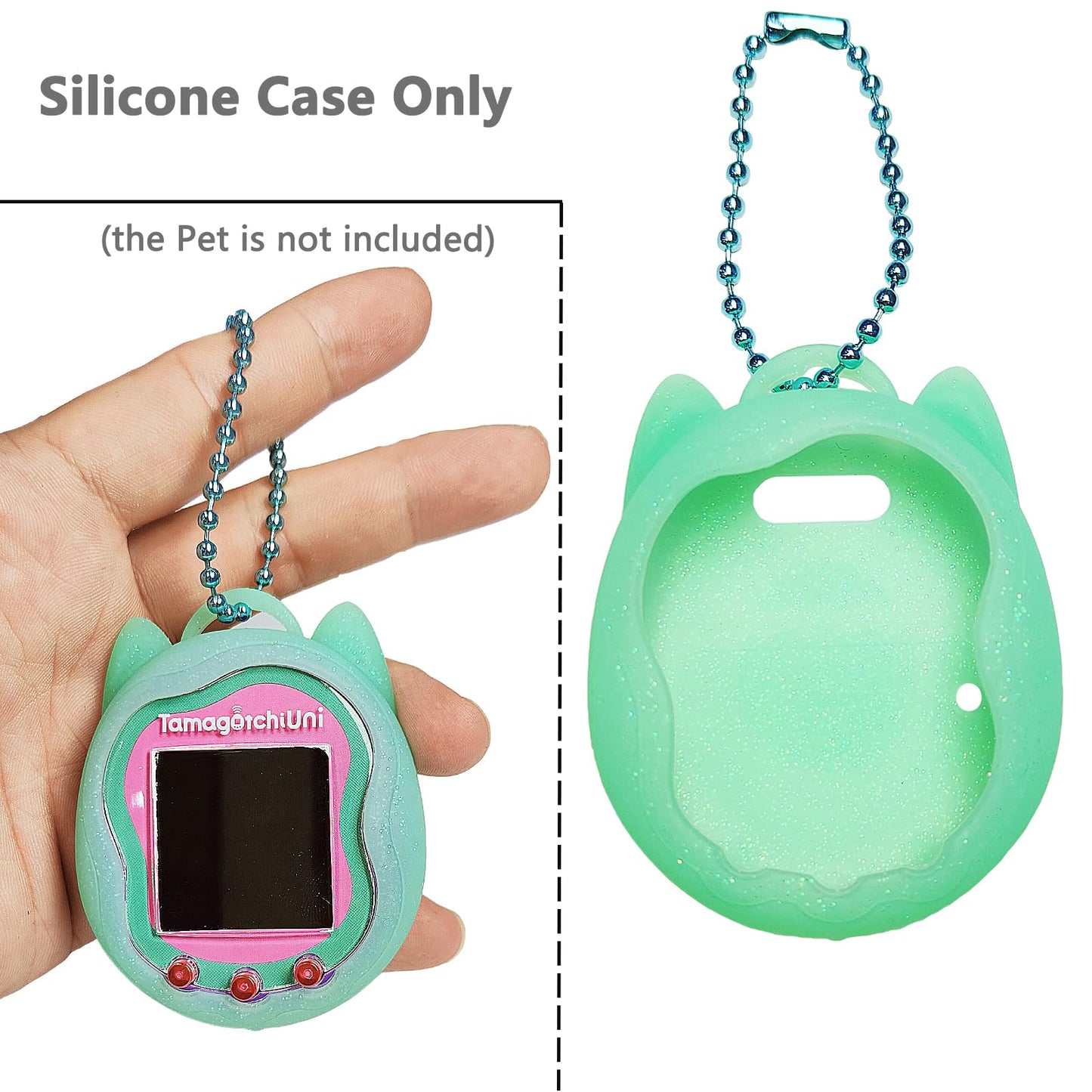 Jchpine Silicone Case Replacement For Tamagotchi Uni, Screen Protector For Tamagotchi Uni Band Pet Accessories(Silicone Case And Screen Film) (Teal Case)