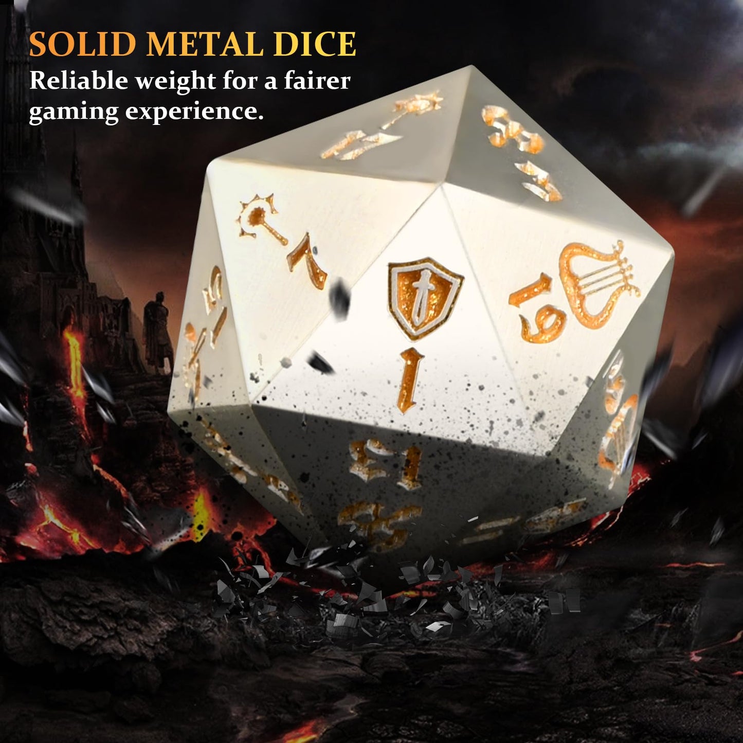 Banloga DND Dice Set,7PCS Metal Dice Set for Dungeons and Dragons,Class Icons Dice,Role Playing Board Games Accessories (Bright