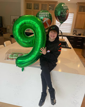 Green Number 9 Balloon 40 Inch, 9 Balloon Number, 9Th Birthday Decorations, Green Party Supplies For Boys Girls