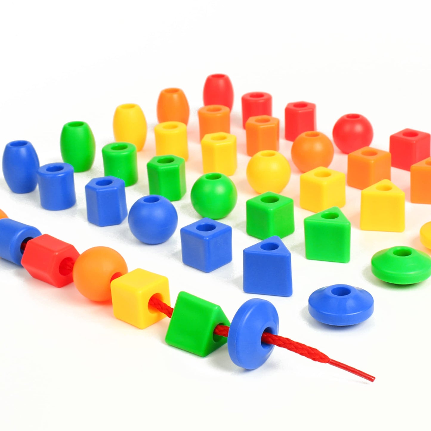 Lacing Beads For Toddlers (60 Stringing Beads,4 Strings) -Educational Montessori Preschool Activities,Toddler Sensory Occupational Therapy Toys Autism Ot (With Storage Bag)